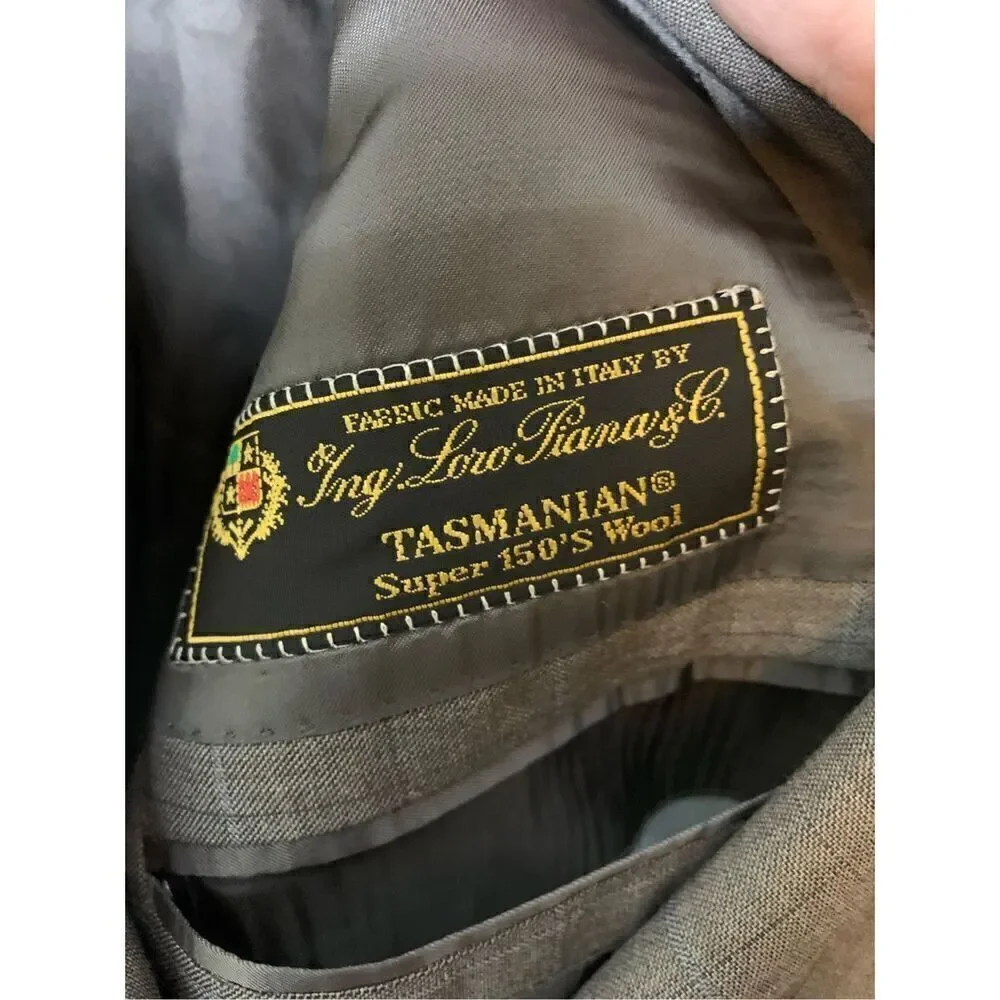 Loro Piana wool blazer suit jacket brown pattern men's size 58